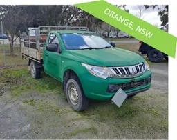 2015 Mitsubishi Triton MQ GLX single cab automatic, alloy dropside tray, ex-Supagas fleet, 255,500km, unregistered - ORANGE NSW